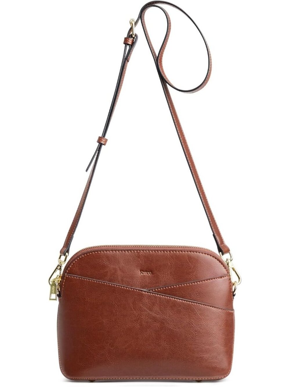 Women's Dark Brown Genuine Leather Crossbody Bag Trendy Purse Handbag 8 Pocket